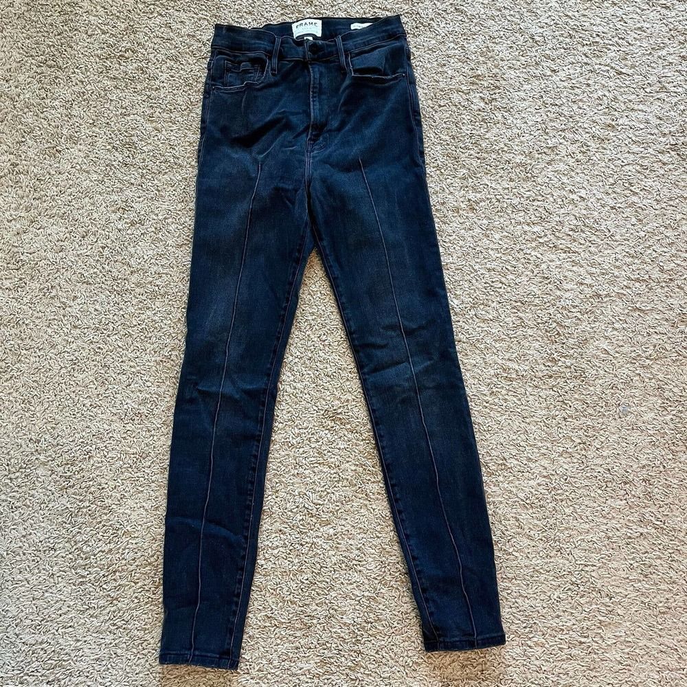 Frame Jeans Ali High Rise Cigarette Skinny Denim Ankle Size‎ 27 Gray Faded 25x26